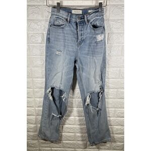 Pacsun Womens Jeans Size‎ 23 High Rise Straight Distressed Destroyed Light Wash
